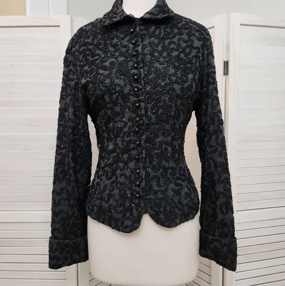 Ralph Lauren Black Beaded Jacket Size L